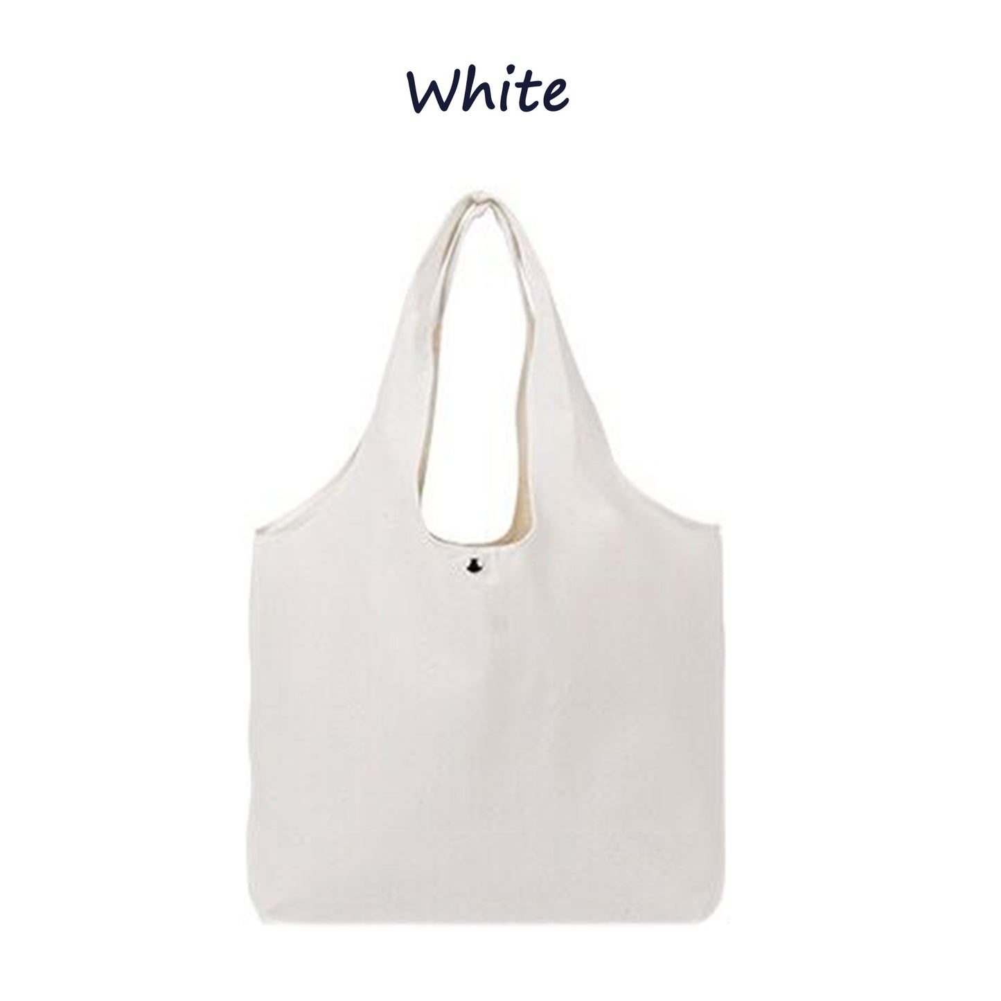 A large canvas tote bag in white color. The bag is empty and has a white background.
