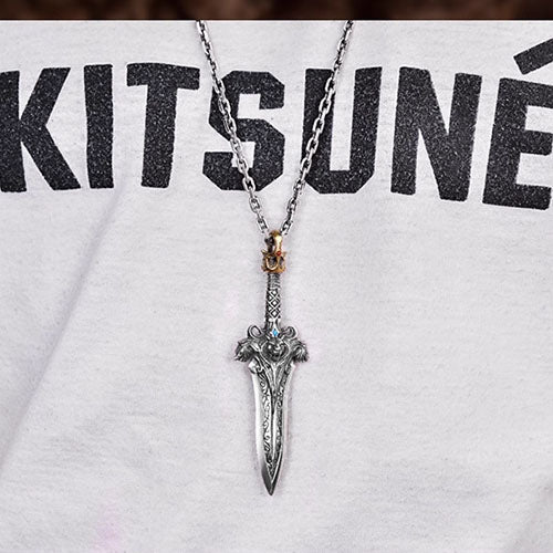 Sword Necklace Sliver Custom Engraved Pendant Necklace for Men