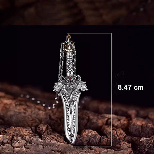 Sword Necklace Sliver Custom Engraved Pendant Necklace for Men