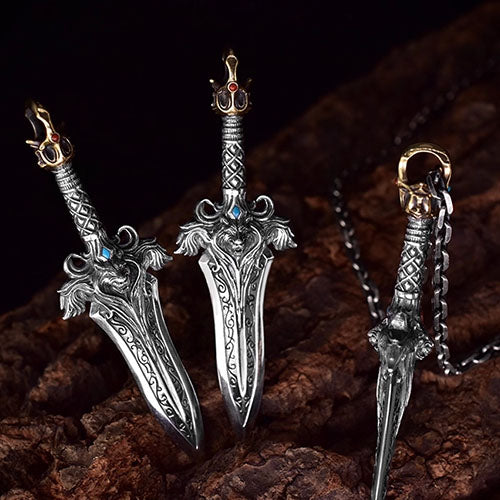 Sword Necklace Sliver Custom Engraved Pendant Necklace for Men