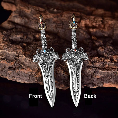Sword Necklace Sliver Custom Engraved Pendant Necklace for Men