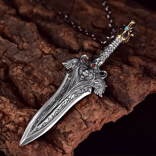 Sword Necklace Sliver Custom Engraved Pendant Necklace for Men