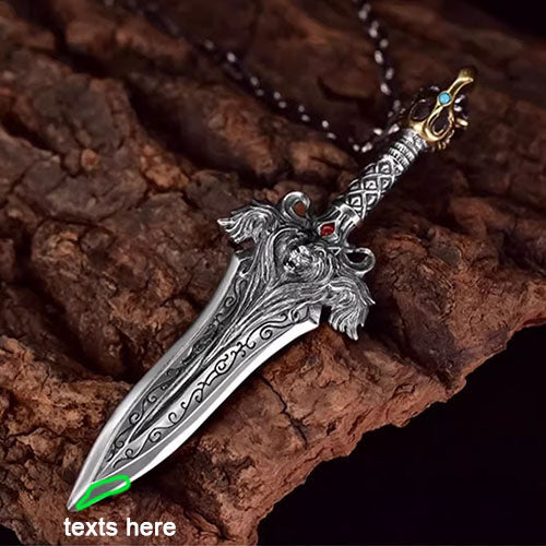 Sword Necklace Sliver Custom Engraved Pendant Necklace for Men