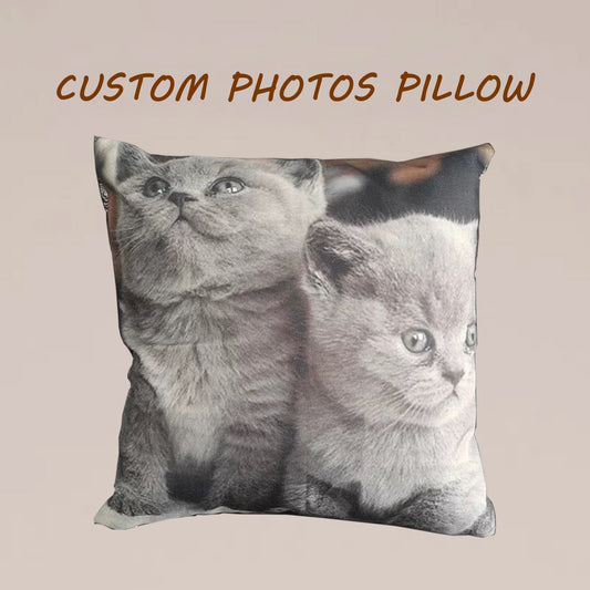 All over custom pillow is printed with the photo of two kittens. This personalized all-over print perfect for any occasion.