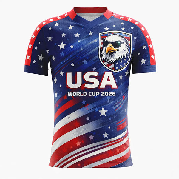 USA World Cup 2026 themed sports jersey with eagle emblem on a white background
